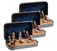 Mini Christmas Nativity Set In A Tin Box, Portable Pocket Nativity Scene Decoration Set,Handcrafted Pocket Nativity-Scene Gift Tin,Carry The Story Of Christmas With HolyJesus Figurines For Friends