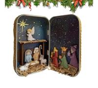 Mini Christmas Nativity Set In A Tin Box | Portable Pocket Nativity Scene Set,Mini 3D Resin Holy Family & Jesus Figurines, For Family & Loved Interior Religious Decoration