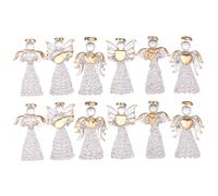 Mini Christmas Ornaments Transparency Hanging Glass Angel Art Prayer Guardian Angel Ornaments 12PCS for Christmas Tree Indoor Outdoor Religious Decoration