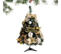 Mini Christmas Tree - 17 Inch Tabletop with Lights, Balls, and Bow, Perfect Little Christmas Tree Decor for Home, Bedroom, Living Room, Desk, Mantel, Indoor, and Outdoor Holiday Display