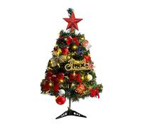 Mini Christmas Tree 17 Inch with Lights Balls Bow | Desktop Christmas Tree Holiday Decor for Home Decor Bedroom Living Room Desk Shelf Mantel Farmhouse Apartment Holiday Winter