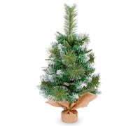 Mini Christmas Tree, 2ft/60cm Small Christmas Tree with Snowy Mixed Pine Needles Decoration for Xmas, Office Living Room Kitchen Windowsill Christmas Desktop, Dining Tabletop