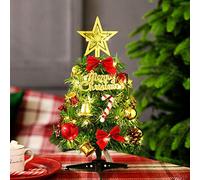 Mini Christmas Tree, 30cm Tabletop Small Xmas Trees with Lights Ornaments, Table Decor Battery Operated Pre-lit Artificial Christmas Trees, Home Kitchen Dining Window Desk Decorations (Warm White)