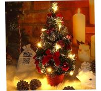 Mini Christmas Tree, 40cm Small Tabletop Christmas Tree with LED Lights & Hanging Ornaments for Xmas Home Restaurant Tabletop Decorations(Red)