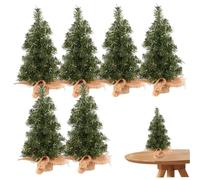 Mini Christmas Tree 6PCS 11.8 Inch Realistic Small Christmas Tree with Linen Base Miniature Artificial Pine for Table Desk Decoration, Artificial