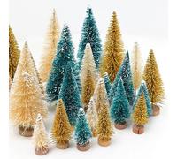 Mini Christmas Tree, Artificial Christmas Tree Bottle Brush Trees with Wooden Base for Christmas Table Decorations (24)