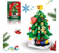Mini Christmas Tree Building Blocks - Christmas Building Set with Bear, Heart, Snowflake/Smiley Topper, Creative Holiday DIY Model Home Decor Building Toys for Boys Girls Kids Adults