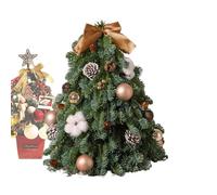 Mini Christmas Tree Festive Green with Bow, Artificial Christmas Tree Table Decoration for Festive Celebrations Outdoor Bedroom Living Room Kitchen Farmhouse Office Garden Yard
