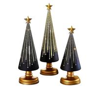 Mini Christmas Tree Figurines - 3 Piece Resin Holiday Set, Winter Table Ornament, Festive Star Statue, Glossy Finish Cute Decorative Accent | Resin Tree Decoration for Home Indoor Mantel Table