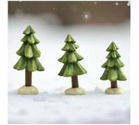Mini Christmas Tree Figurines Set of 3 - Resin Tabletop Christmas Decorations with Snowy Base for Holiday Village, Winter Mantel, or Festive Home Display