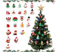 Mini Christmas Tree Hanging Ornaments, 20 Pcs Miniatures Xmas Tree Charms Decorations, Small Santa Claus, Snowman, Christmas Pendant Charms Doll House Mini Home Party DIY Decor