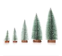 Mini Christmas Tree Small Pine Trees on the Wooden Base Home Desktop Decoration