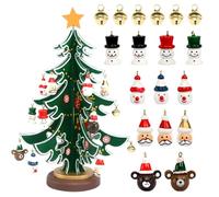 Mini Christmas Tree Tabletop Christmas Tree Wooden Christmas Table Decoration with 18 Mini Ornaments for Decoration Tabletop Decors Gift