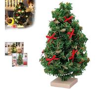 Mini Christmas Tree Tabletop Decorations, 4.7 * 1.3inch 1:12 Doll House Miniature Christmas tree with lights, Miniature Christmas Decorations DIY Crafts for Holiday Season Decorations