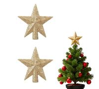 Mini Christmas Tree Topper,2 Pcs Small Tree Topper Glitter Stars Xmas Tree Topper Small Christmas Ornaments Christmas Star Treetop for Xmas Holiday Birthday Party Decor (Gold)