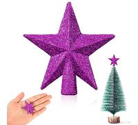 Mini Christmas Tree Topper Small Star Treetop for Christmas Tree Star Ornaments Decorative for Home Xmas Holiday Party(1.77 Inch,Glitter Purple)