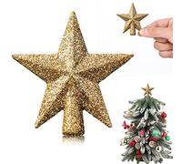 Mini Christmas Tree Topper Valentines Day Small Star Treetop for Valentines Tree Star Ornaments Decorative for Xmas Christmas Party(2.36 Inch,Glitter Gold)