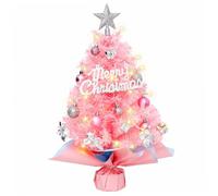 Mini Christmas Tree with LED Lights, 24 Inch Artificial Small Christmas Tree with 24 Ornaments, DIY Tabletop Christmas Tree for Home, Office, Party Decor, Mini Christmas Tree, Small Christmas Tree