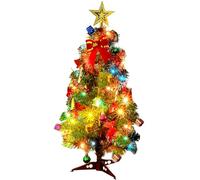 Mini Christmas Tree with Led Lights Small Christmas Tree with Hanging Decorated Ornaments Tabletop Mini Christmas Tree for Home Office Christmas Decorations, No Battery, 23.6