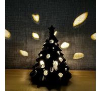 Mini Christmas Tree with Light, 3D Printed Tabletop Christmas Trees That Light Up, Pre-lit Tabletop Chrismas Tree Small Hollow Lighted Trees for Home Table Shelf Holiday Decoration (Black)