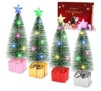 Mini Christmas Tree with Lights, 4 Pack Tabletop Christmas Tree with LED Lights for Indoor Christmas Decorations Holiday Party Ornagment, Christmas Centerpieces for Tables