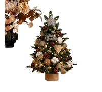 Mini Christmas Tree With Lights 45cm Artificial Tabletop Small Christmas Tree With Star Top Ornament And Hanging Decorations, Desktop Ornament For Home Indoor Bookshelf Holiday