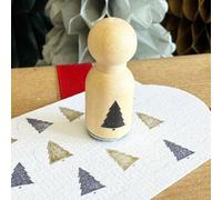 Mini Christmas Tree Wooden Ink Stamp, Rubber Stamp for Cards Scrapbooking Projects, Wooden Christmas Stamp, DIY Gift Tags Festive Crafts