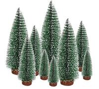 Mini Christmas Trees, Miniature Christmas Tree Ornaments Mini Sisal Snow Frost Trees for Crafts Tabletop Home Party Decor - 9 PCS