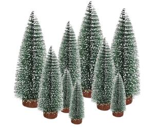 Mini Christmas Trees, Miniature Christmas Tree Ornaments Mini Sisal Snow Frost Trees for Crafts Tabletop Home Party Decor - 9 PCS