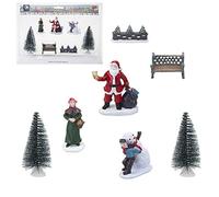 Mini Christmas Village Scene | 7 Piece Set | Multicoloured | 50 cm x 37 cm x 2 cm