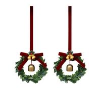 Mini Christmas Wreath, 2PCS Pinecones & Berries Wreath Decor with Gold Bells, Christmas Hanging Ornament for Tree Door Window Mantel Car