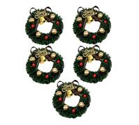 Mini Christmas Wreaths Artificial Hanging Garland Doll House Accessories Decoration 5PCS.