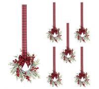 Mini Christmas Wreaths,Small Wreaths with Red Berry Pine Eucalyptus Christmas Wreath for Door Kitchen Cabinets Window Fireplaces Decor,Cabinet Hanging Wreath for Holiday Mantle Table Decor (Style C)