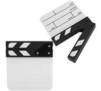 Elprico Mini Clapperboard,Director's Acrylic Clapboard TV Movie Action Scene Board Film Cut Prop with Pen 5.9 * 6.5 * 1inch(White/Black)