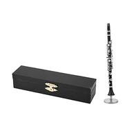 Mini Clarinet Model, 6.3inch Miniature Musical Instrument Ornaments with Stand and Black Box for Home Office Display Music Lovers Gift