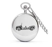 Mini Classic British car Moke ref146 Pewter Effect Design on a Polished Silver case Men's Gift Quartz Pocket Watch fob