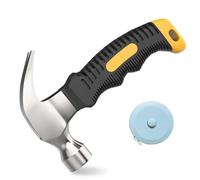 Mini Claw Hammer with Tape Measure, Compact Stubby Hammer with Non-Slip Grip & 1.5m Tape, Stainless Steel Handy Tool for Indoor DIY, Outdoor Projects, and Camping Kits, Gift for Him, Stocking Filler