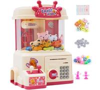 Mini Claw Machine for Kids, Arcade Game Toy, 2-in-1 Electric Candy Grabber Machine with Piggy Bank, Vending Machine Toys Gifts for Kids