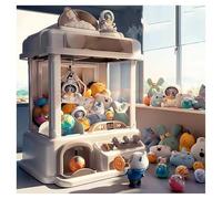 Mini Claw Machine , Tiny Claw Machine with Light and Music,2 Panda Doll,25 Dolls,20 Gashapons , Claw Machine Best Birthday Gift for 3-9 Year Old Kids