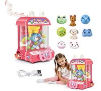 Mini Claw Machine with Music for Home,Candy Doll Vending Grabber,Accessories Include Rag Dolls & Animal Figurines & Balls,Prize Dispenser Toy for 3,4,5,6,7,8+Years Old Kids,Birthday Gift for Girl Boy