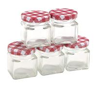 Mini Clear Glass Twisted Checked Lid Spices Storage Preserving Jar Containers (5, 50ml)