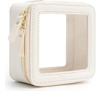 Mini Clear Makeup Bag - Small Travel Toiletry Organizer, TSA-Approved Cosmetic Pouch with Zipper for Women & Men (White, Aveniee)