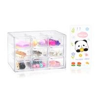 Mini Clear Storage Drawers, Desk Storage Organizer with 9 Drawers, Plastic Desktop Craft Storage Box with Sticker for Makeup Jewelry Bathroom Craft Supplies Stationary