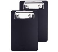 Mini Clipboard, 10 x 15 cm Plastic Clipboard, Small Clipboards with Pen Holder for Notepads, Receipts, Pocket Lists (Black, 2 Pack)
