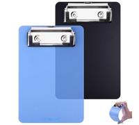 Mini Clipboard, 2 Pack 4" x 6" Small Clip Boards Pocket Clipboards, Plastic Clipboard for Notepads, Memo Size Receipt, Pocket Lists - Black, Blue