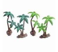 Mini Coconut Tree Model Figurines Set of 2 - Delicate Plastic Lawn Ornament for DIY Fairy Garden Desktop Indoor Decor - Vibrant Green 5.4 X 5.3 Cm(Dark Green)