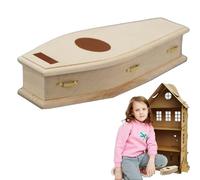 Mini Coffin - Doll House Decoration Furnishings | Unfinished Wood Mini Coffin Model, Decorative Doll House Furniture, Spooky Display Piece, Halloween Scene Prop For Cabinet, Bookshelf, Haunted Room