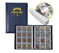 Mini Coin Album Storage 120 Pockets (3 x 3.5 cm per Grid) mit 200 White Kraft Currency Straps Self Adhesive Money Bands for Bills
