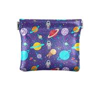 Mini Coin Pouch, Daisies Golden Yellow Mini Purse Small Change Bag, Recycled Material, Colorful Space Astronauts Moons, One Size, Colorful Space Astronauts Moons