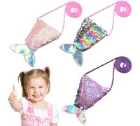 Mini Coin Purse for Girls with Sequins, 3 Pieces Mermaid Coin Purse, Children's Birthday Bags, Child Wallet